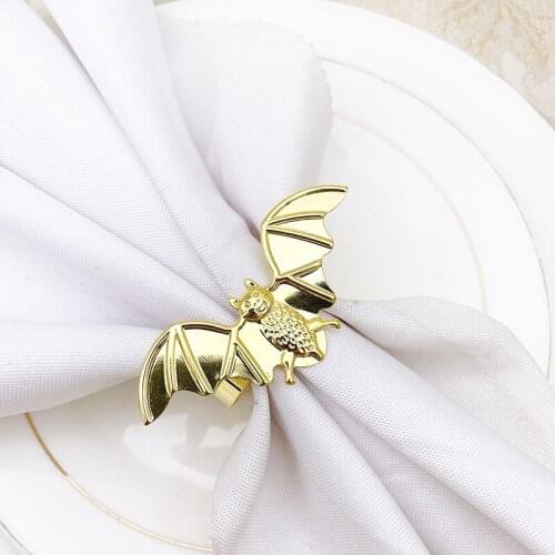 8pcs/lot New Halloween black bat napkin ring metal napkin buckle suitable for holiday party table decoration