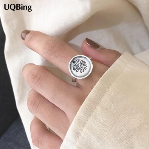 925 Sterling Silver Round Small Daisy Lightning Women Finger Rings Gifts Jewelry