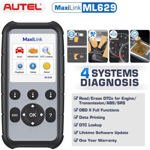 Autel ML629 OBD2 Auto Diagnostic Tool CAN Code Reader Scanner Automotive Scan Tool Can ABS SRS Engine Transmission