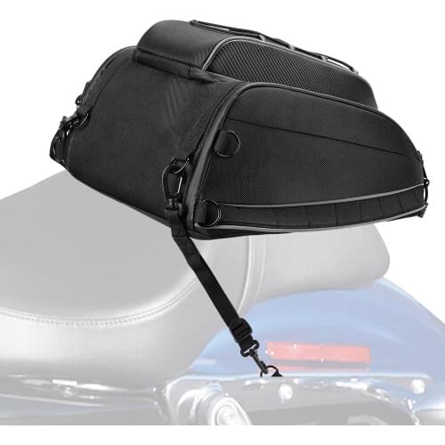 Luggage Bags Tail Bag Motorcycle Bag Waterproof Rear Seat Backpack with Rain Cover and Straps For Softail For Dyna Sportster