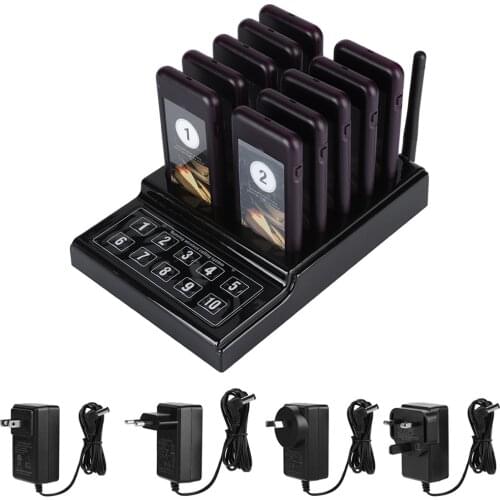 Restaurant Wireless Pager System 10-channel Guest Paging System Waiter Calling System 1KM Connection Distance Coaster Pager Call