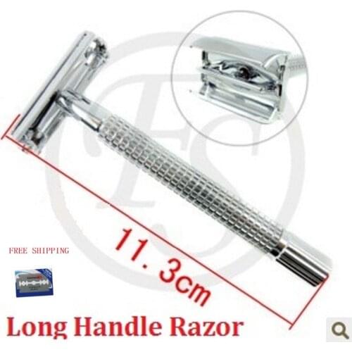 Frank Shaving-LONG HANDLE Double Edge Safety Razor Chrome color +FREE BLADE+FREE SHIPPING #FS-9306FL