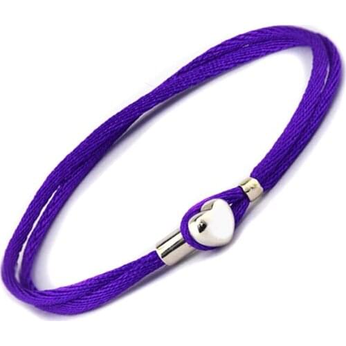 CKK 925 Sterling Silver Fabric Cord Bracelet, Purple For Women Original Fashion Jewelry Making Birthday Gift