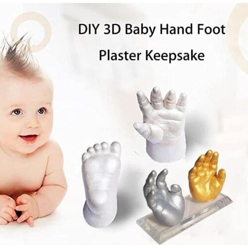 1Set Baby 3D Hand Foot Print Mold Powder Baby Growth Memorial Plaster Casting Kit Handprint Footprint Keepsake Gift