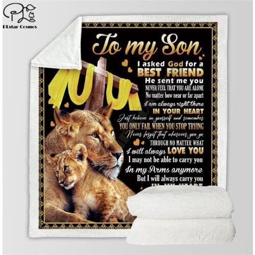 To My Son 3d printed fleece blanket Beds Hiking Picnic Thick Fashionable Bedspread Sherpa Throw Blanket 06