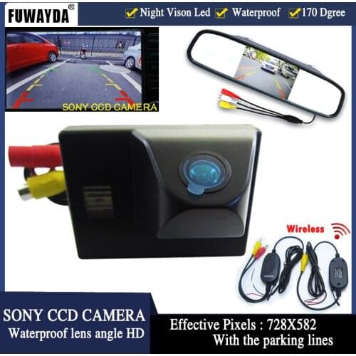 FUWAYDA 4.3' Car Rearview Mirror Monitor+ SONY CCD HD LED Night Vision 170 Car Rear View car Camera for OYOTA Land Cruiser LC