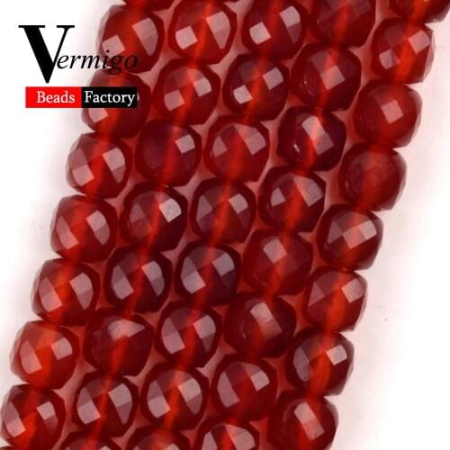 Natural Stone 5mm Faceted Red Agates Carnelian Square Beads for Jewerly Making Bracelets Accessories Handmade Jewellery 15"