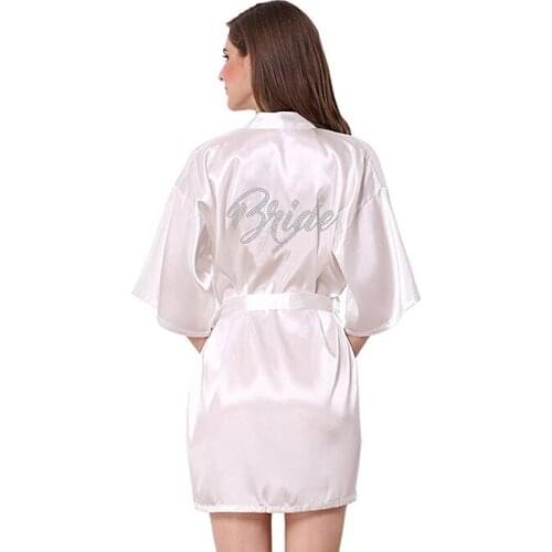 RB89 Rhinestone Letter Bride Robes Bridesmaids and Maid Of Honor Robes Sleepwear Nightwear Wedding Bathrobe Night dress Gow