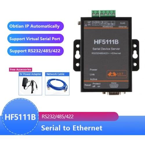 HF5111B Industrial Modbus Serial RS232 RS485 RS422 to Ethernet Converter Device Modbus 2M Flash Cortex-M3 Connector