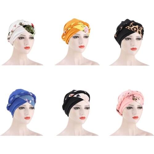 India Muslim Women Hijab Hat Cancer Chemo Cap Braid Print Turban Headscarf Islamic Head Wrap Lady Beanie Bonnet Hair Loss Cover