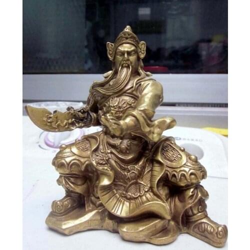Chinese Brass Copper Warrior God GuanYu Statue