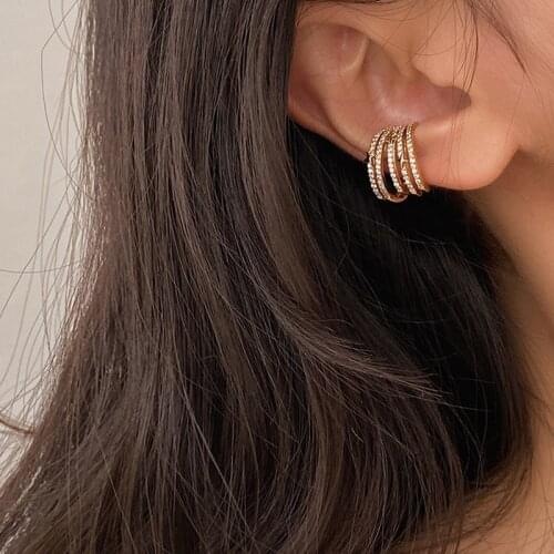 VENTFILLE 925 Sterling Silver Super Flash Double-Layer Ear Bone Clip Female Simple Design Ear Clip Without Pierced Jewelry