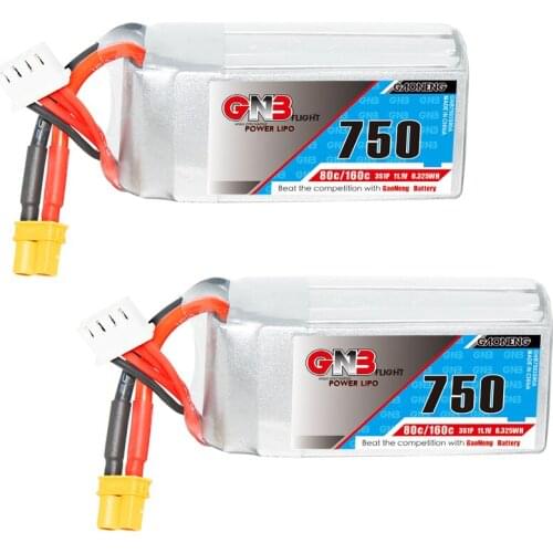 2PCS Gaoneng 750mAh 11.1V 80C/160C 3S Lipo battery with JST XT30 Plug for FPV Racing Drone UAV RC Quadcopter Helicopter parts
