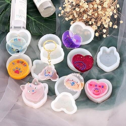 Love Heart Cat Epoxy Moulds Silicone Casting Epoxy Molds For DIY Resin Pendant Keychain Jewelry Tools Mould Handmade Craft