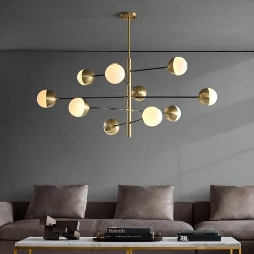 Nordic Copper Chandelier For Living Room Bedroom Modern Glass Ball Light Fixture Dinning Room Chandelier Lighting Home Indoor