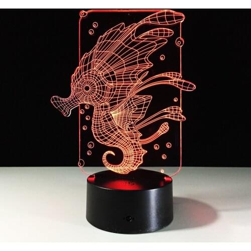Hippocampi Bubble 3D Acrylic Cartoon Sea Horse illusion LED Lamp USB Table Night Light Romantic Decoration Lamp Christmas Light