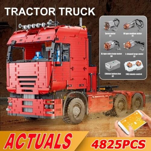 MOULD KING 19005 High-tech Car Toys MOC-2475 APP Motorized Tractor Truck and Trailer Set Building Block Brick Kid Christmas Gift