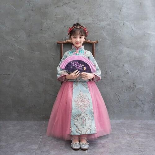 Girl Christmas Birthday Party Dress Flower Girl Wedding Gown Formal Kids Dresses For Girls Chinese Hanfu New Year Clothes