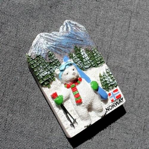 Norway Resin Fridge Magnet Travel Tourism Creative Magnet Norwegian Polar Bears Refrigerator Magnets Sticker Souvenir Decoration