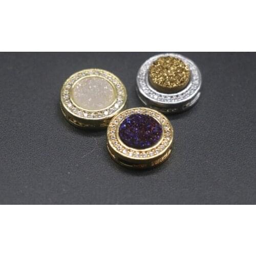 New Arrival 1dozen Titanium Druzy Agates Conector, Gold plate necklace pendant for women jewelery, original design, spring gift