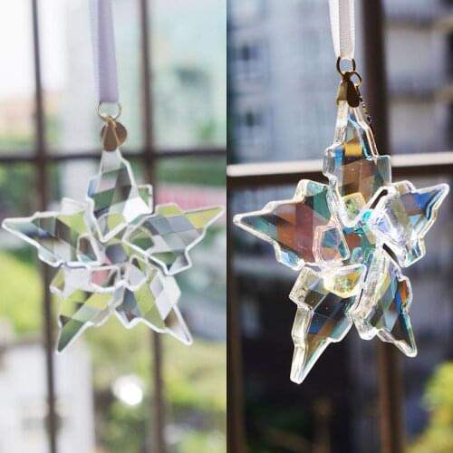 New 2021 Car Hanging Pendant Austrian Crystal Snowflake Star Decoration Suspension Ornaments Hanging Decoration Christmas Gifts