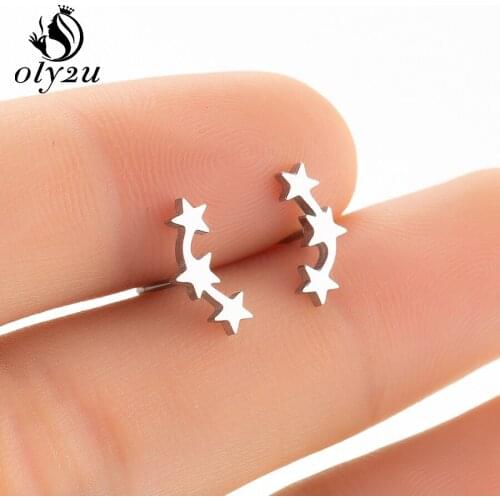Oly2u Tiny Star Stud Earrings For Women Stainless Steel Cute Small Earrings Fashion Ear Jewelry Studs Earring boucle bijoux