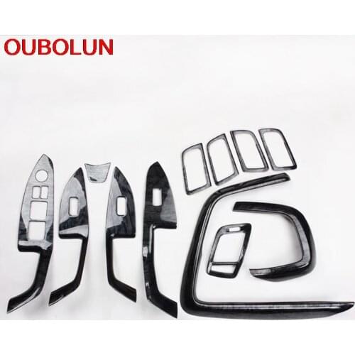 OUBOLUN For Kia Optima K5 2011 to 2015 Black Wood Front Air Vent Steering Wheel Inner Door Handle Window Switch Interior Trim