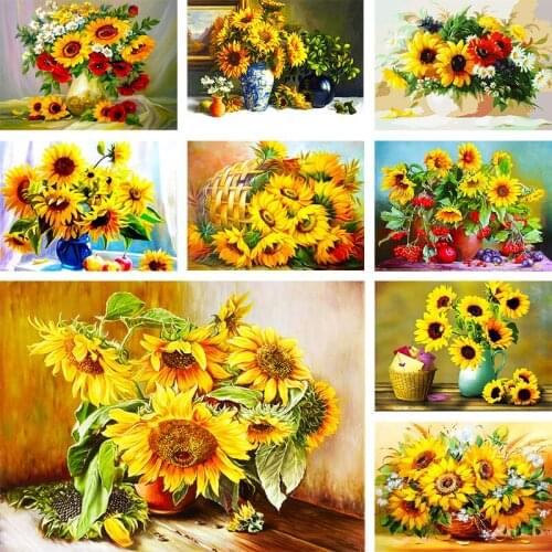 Full Circle Diamond Sunflower Picture Diamond Embroidery Picture Home Decoration Floral Cross Stitch Kit
