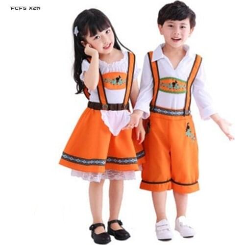 S-XL Unisex Halloween Maid Costume For Children German Oktoberfest Cosplay Carnival Purim Festival parade Masquerade party dress