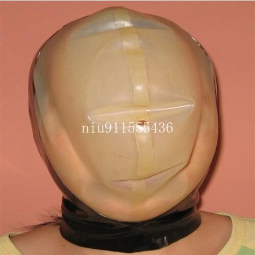 Sexy Exotic Latex Hood Mask Back Zip Fetish Hood Mask for Face Men