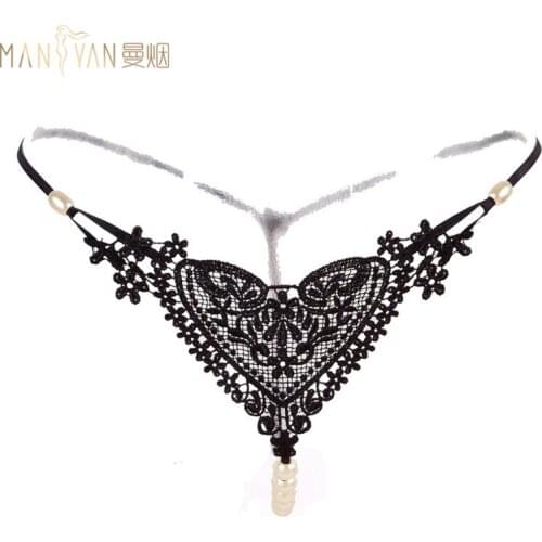 Sexy Sexy Underwear Pearl Lace See-through Underwear Womens See-through Open T-Back Passion Suit Free off