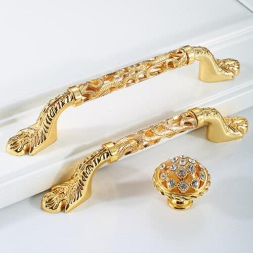 Wardrobe door handle European cabinet handle gold light luxury hollow handle furniture drawer handle cabinet hardware list