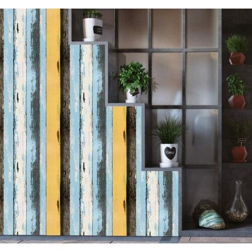 Blue Peel and Stick Wallpaper Self Adhesive Wallpaper Retro Multicolor Stripe Wallpaper Vinyl Waterproof Removable