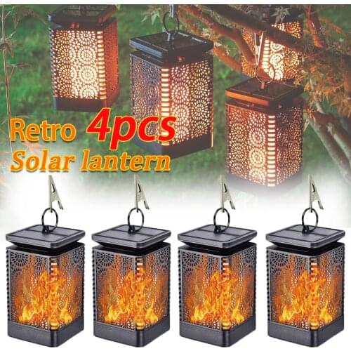 Solar Led Light Outdoor Lantern Waterproof Flickering Flame Light Solar Hang Lantern Landscape Lights Terrace Yard Garden Decor