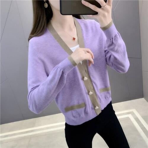 5 in 2, 20830 (6) to film a v-neck color matching pocket knitting cardigan [3012] 48