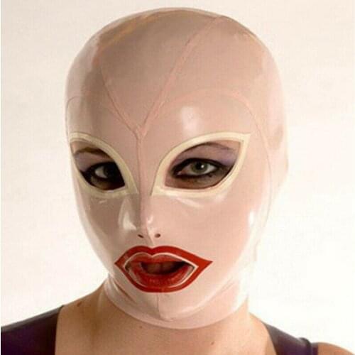 Unique Latex Hood Back Zipper Rubber Mask for Beautiful Girl Club Wear Costume adult toys