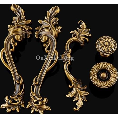 High Quality 10PCS Brass Furniture Handle European Antique Drawer Dresser Wardrobe Cupboard Cabinet Kitchen Pull Handles & Knobs