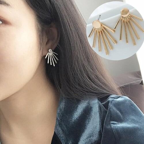 Hot Sale Punk Radiation Stud Earrings Fashion Jewelry Brincos Women Geometric Sector Smooth Earring Boucles Bijoux