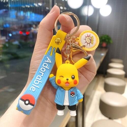 Pokemon toy keychain Japanese anime character cute Pikachu little fire dragon boy girl mobile phone buckle birthday gift toy