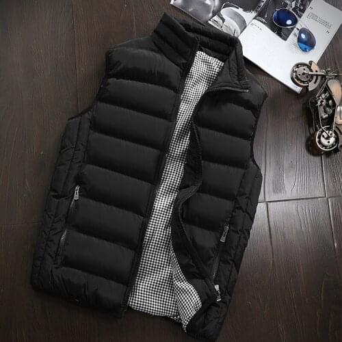 Vest men waistcoat Mens Winter Vest 2020 Sleeveless Motorcycle Jacket Waistcoat Windbreak Outwear Cotton-Padded Outdoors Vests