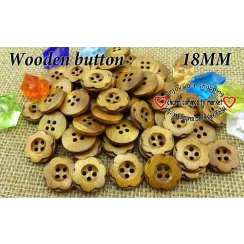 30PCS 18MM Carving Wood Wooden Buttons Sewing Clothes Boots Coat Accessories MCB-709