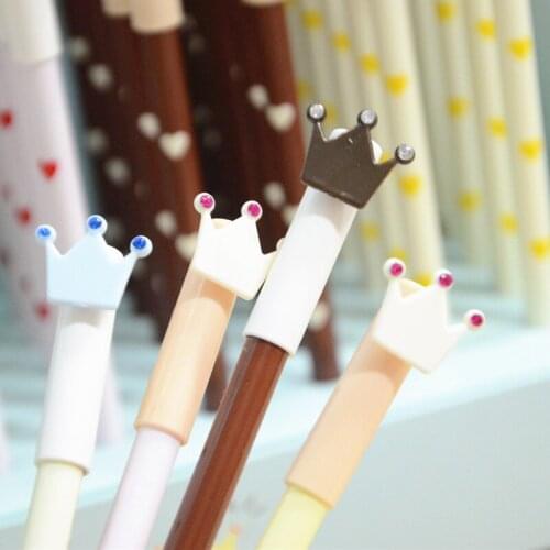 4pcs Little Crown Gel Pen Ballpoint 0.5mm Black Ink Kawaii Gel Pens for Writing Stationery Office School Accessories EB907