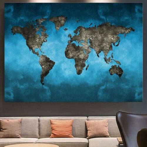 Abstract 3D World Map Canvas Painting Modern Globe Map HD Print On Canvas for Office Meeting Room Picture Wall Art Cuadros Decor