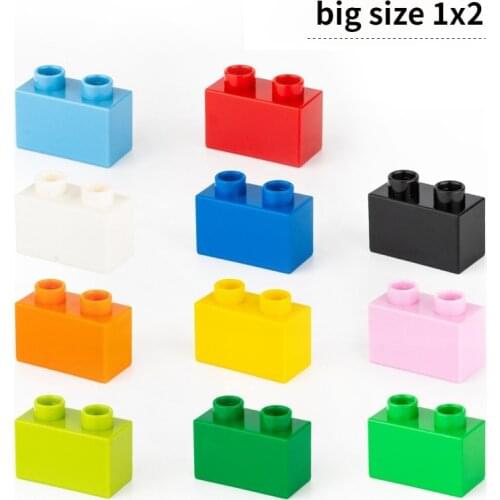 Duplo Brick 1x2 10pcs 11 Colors DIY Classic Education Building Blocks Compatible With Lego Large Bricks Toys For Children