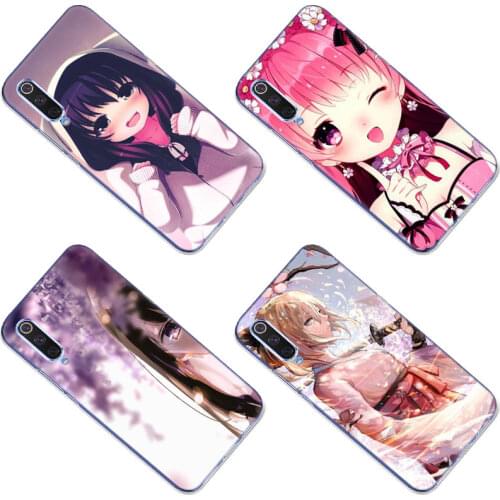 Anime Cherry Blossom Girl Silicone Case for Xiaomi Mi POCO X3 NFC M3 F3 Note 10S 10i 10T 11X Pro 11i 11 Ultra 11 Lite Soft Cover