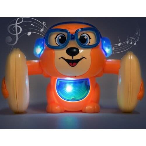 Banana rolling monkey Baby Toys Electric Flipping Monkey Light Music Children Animal Model Voice Control Induction Cartoon