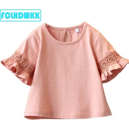 Children 2018 Summer Baby Girl Clothes Short Sleeve T shirt Cotton Brand Tee Tops Pink Kids Girls T Shirt Short Sleeve Clothing