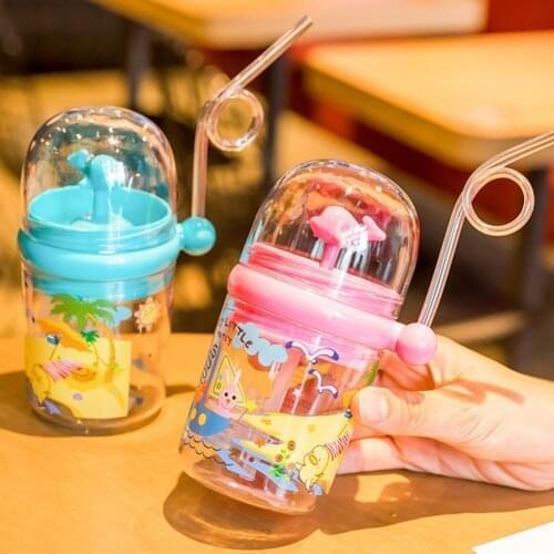 250ml Children Straw Bottle with Lanyard Cute Design Portable Whale Sprays Water Kids Bottle for Outdoor