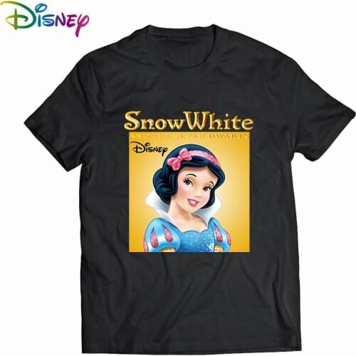 Disney Fashion Snow White Princess Cartoon Print Women T-Shirt Casual O-Neck Pullover Short Sleeve Loose Tee Tops