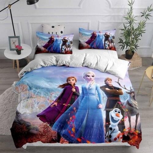 Disney Princess Frozen 2 Bedding Set Quilt Cover 3D Home Bedroom Decor for Children Kids Boy Girl Queen King Size Bedding Sets